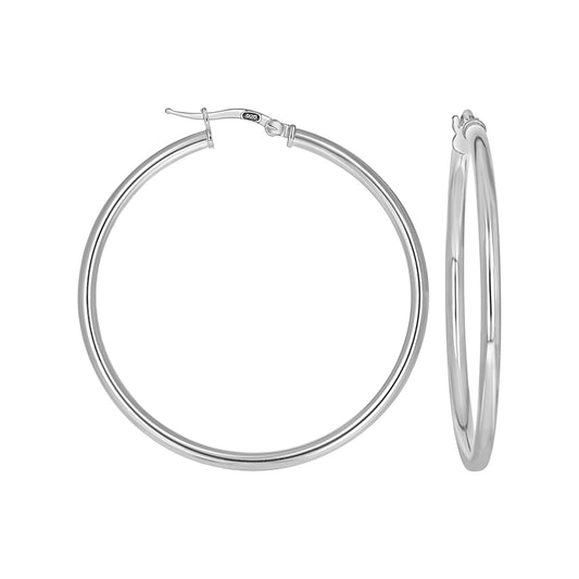 925 Sterling Silver Tube Hoop Earrings 2.5mm-40
