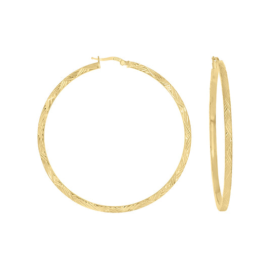 925 Sterling Silver Dc Hoop Earrings 3X3 -60-Yello