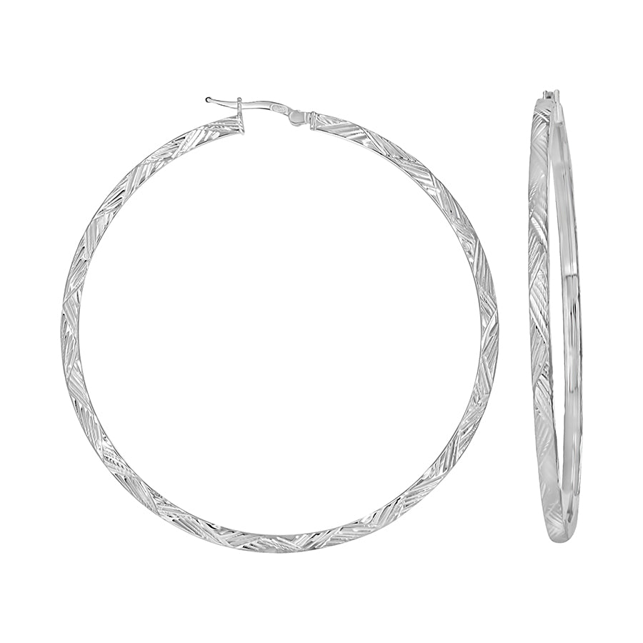 925 Sterling Silver Dc Hoop Earrings 3X3 -60