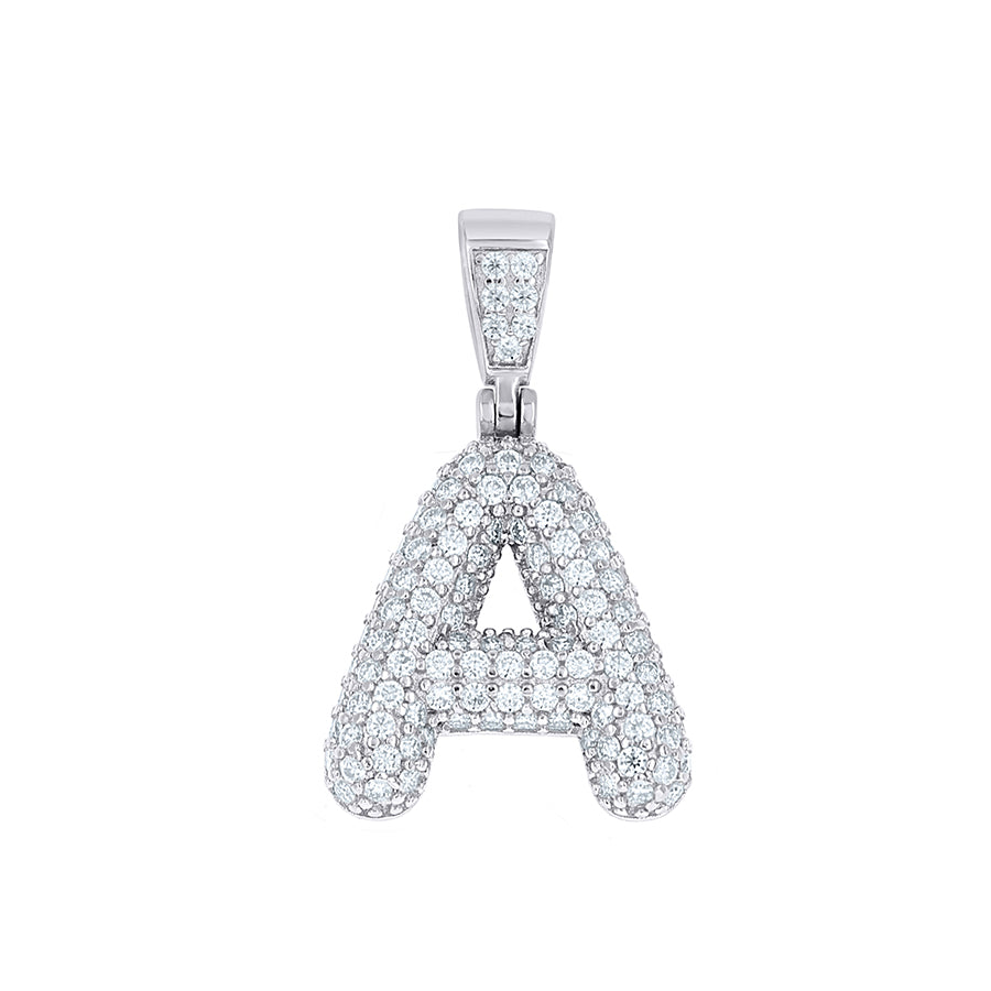 925 Sterling Silver Initial Letter Moissanite Pendant