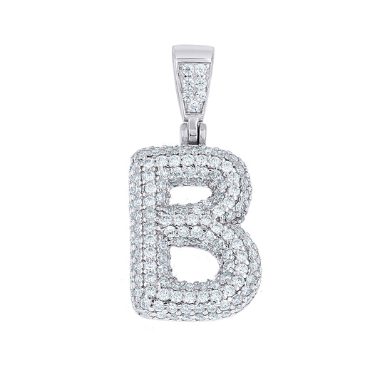 925 Sterling Silver Initial Letter Moissanite Pendant