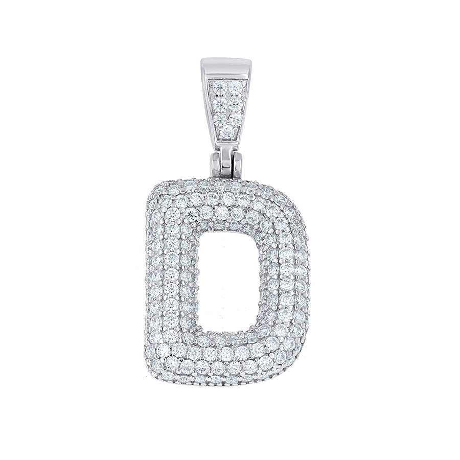 925 Sterling Silver Initial Letter Moissanite Pendant