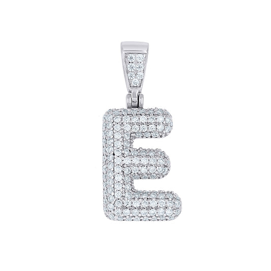 925 Sterling Silver Initial Letter Moissanite Pendant