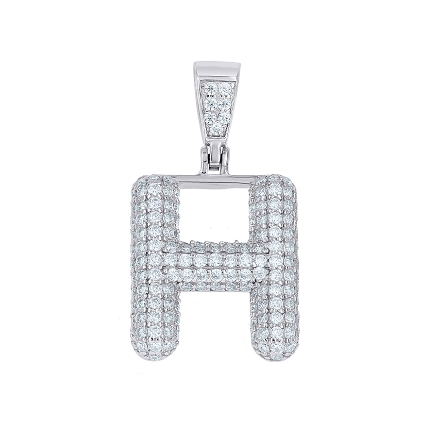 925 Sterling Silver Initial Letter Moissanite Pendant