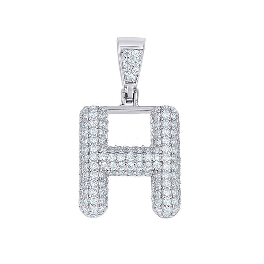 925 Sterling Silver Initial Letter Moissanite Pendant