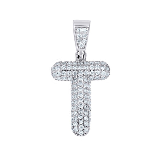 925 Sterling Silver Initial Letter Moissanite Pendant