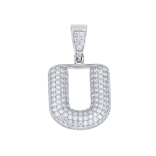 925 Sterling Silver Initial Letter Moissanite Pendant