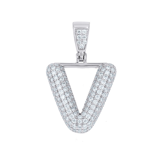 925 Sterling Silver Initial Letter Moissanite Pendant