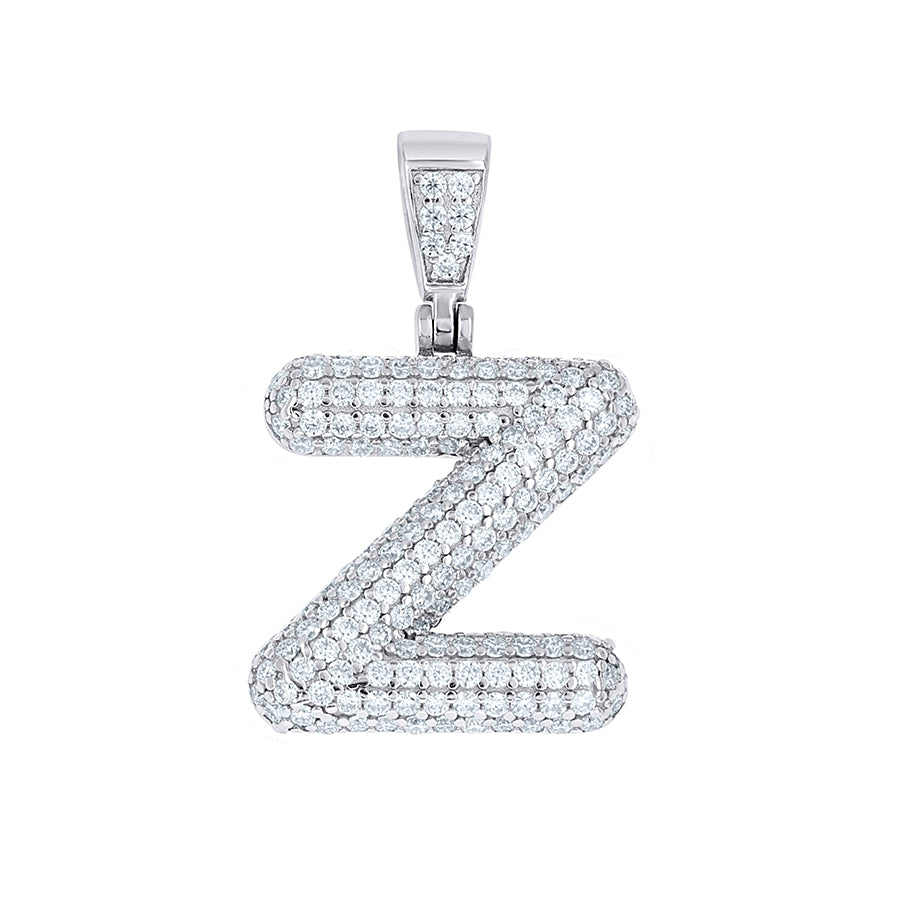 925 Sterling Silver Initial Letter Moissanite Pendant