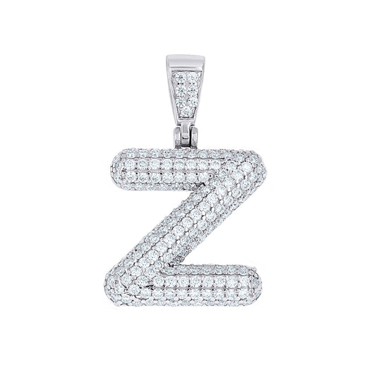 925 Sterling Silver Initial Letter Moissanite Pendant