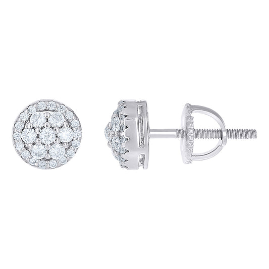 925 Sterling Silver Cz Earring 8mm