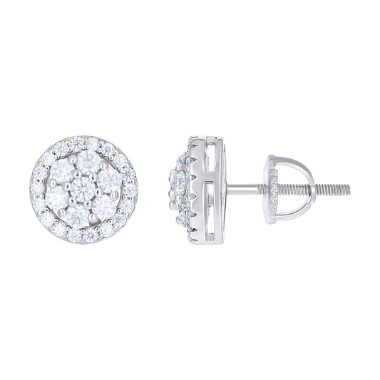 925 Sterling Silver Cz Earrings 10mm