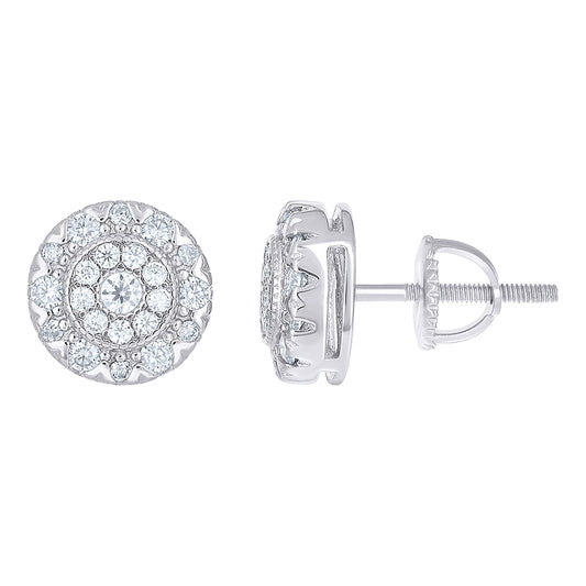 925 Sterling Silver Cz Earrings 10mm