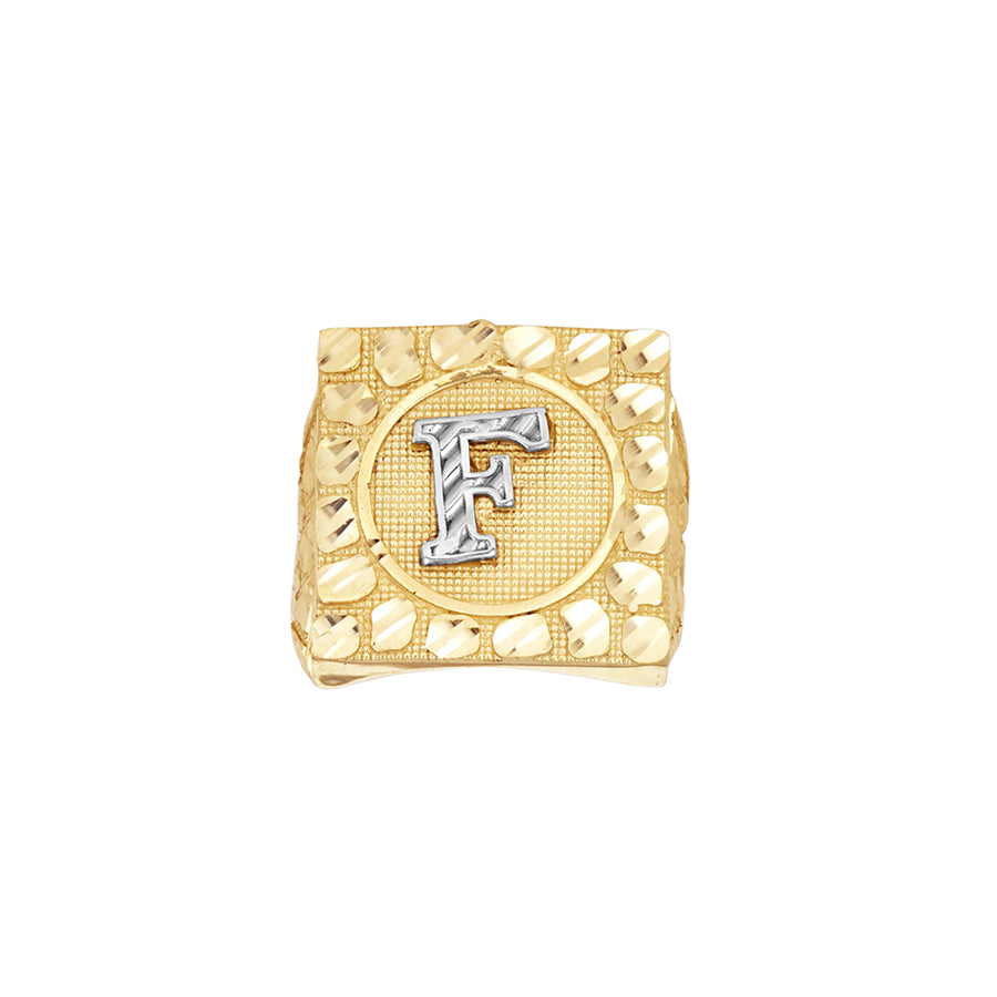 10Kt Gold Ultra Light Nugget Ring Initial Letter "