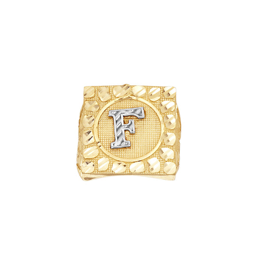 10Kt Gold Ultra Light Nugget Ring Initial Letter "