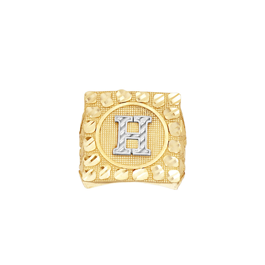 10Kt Gold Ultra Light Nugget Ring Initial Letter "