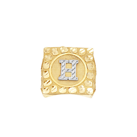 10Kt Gold Ultra Light Nugget Ring Initial Letter "