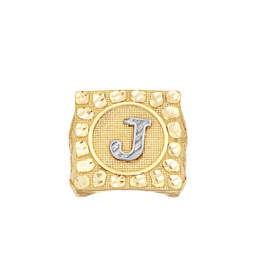 10Kt Gold Ultra Light Nugget Ring Initial Letter "
