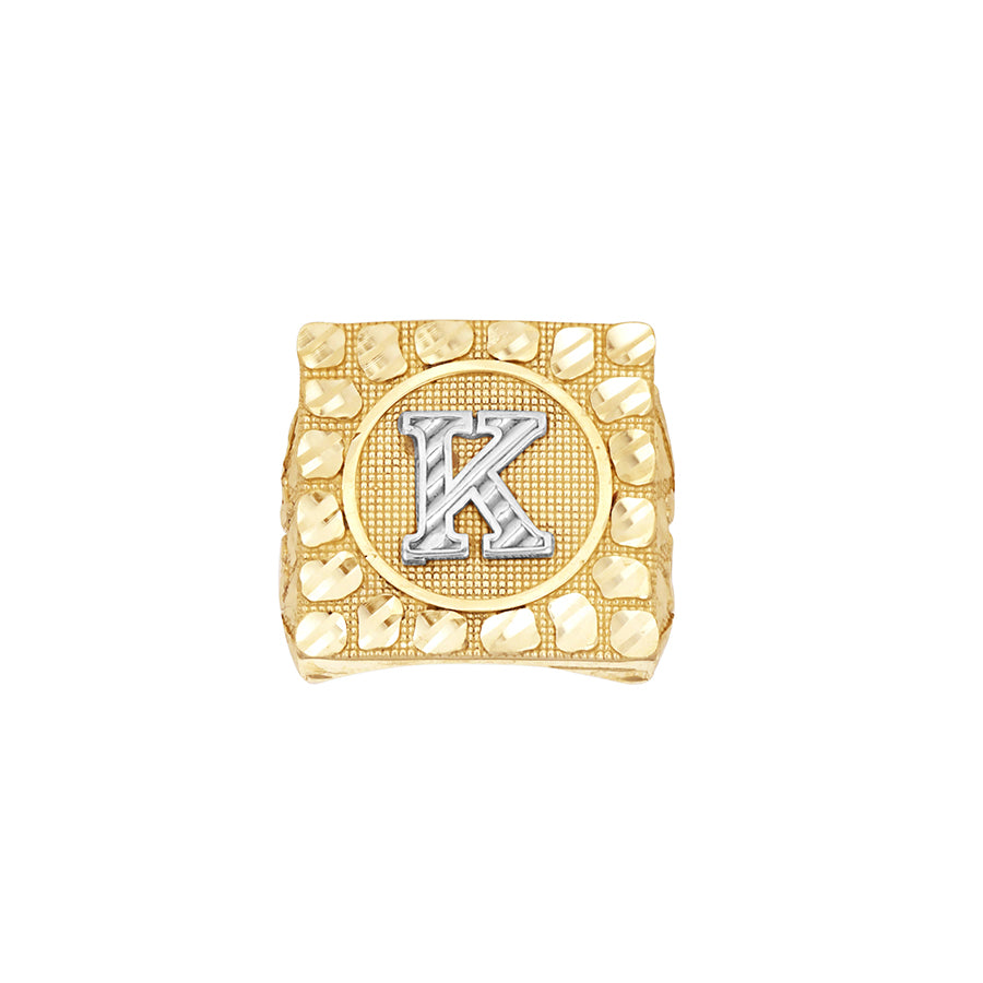 10Kt Gold Ultra Light Nugget Ring Initial Letter "