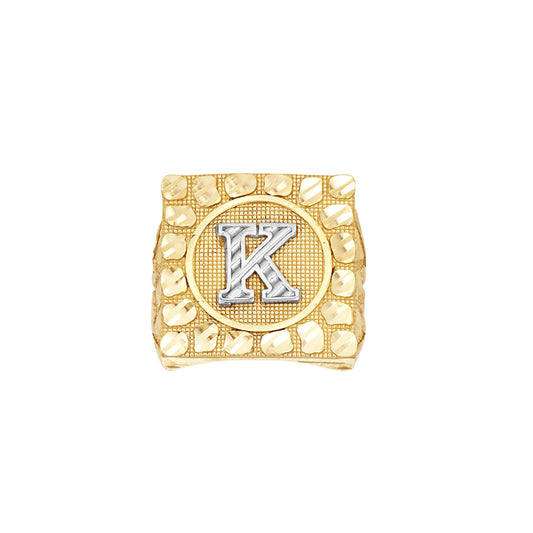 10Kt Gold Ultra Light Nugget Ring Initial Letter "