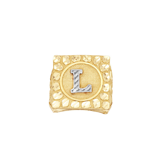 10Kt Gold Ultra Light Nugget Ring Initial Letter "