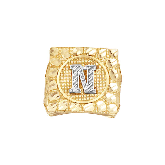 10Kt Gold Ultra Light Nugget Ring Initial Letter "