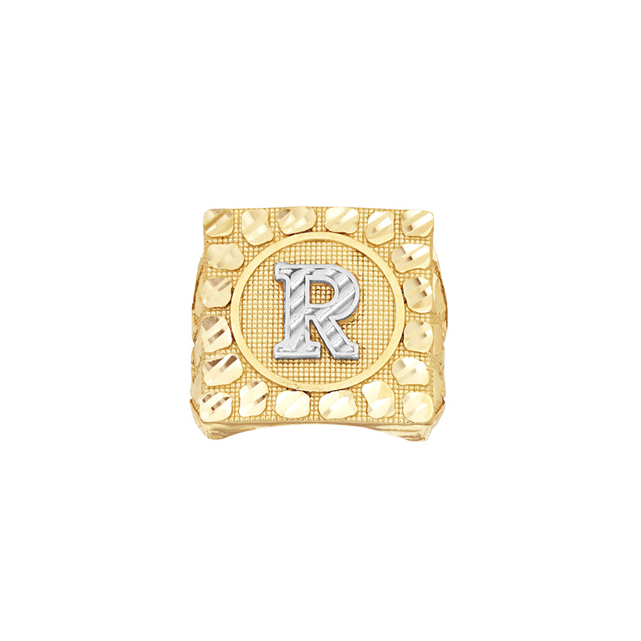 10Kt Gold Ultra Light Nugget Ring Initial Letter "