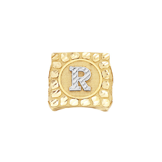 10Kt Gold Ultra Light Nugget Ring Initial Letter "
