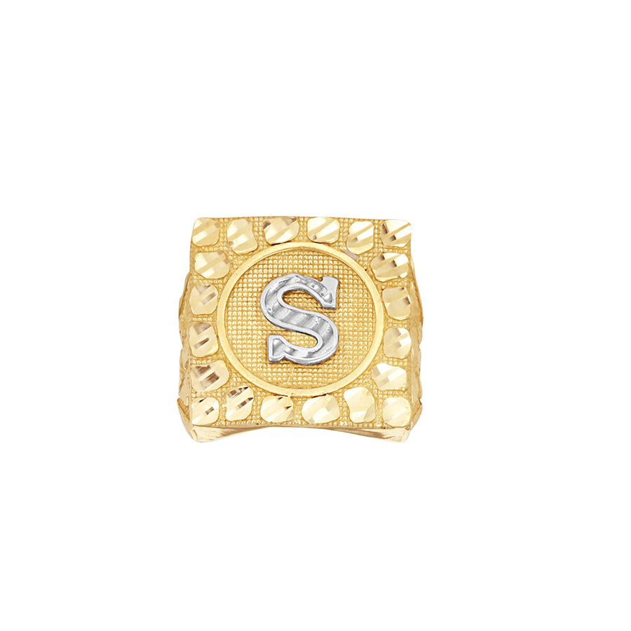 10Kt Gold Ultra Light Nugget Ring Initial Letter "