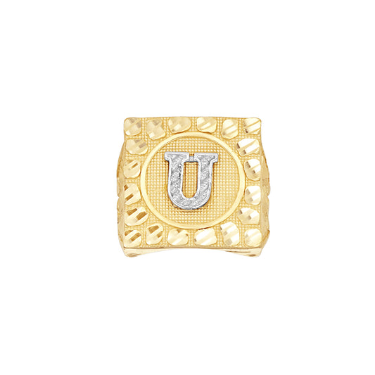 10Kt Gold Ultra Light Nugget Ring Initial Letter "