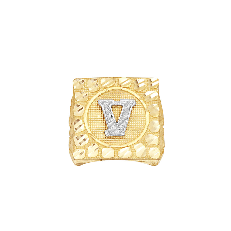 10Kt Gold Ultra Light Nugget Ring Initial Letter "