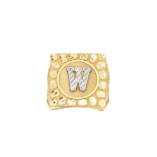 10Kt Gold Ultra Light Nugget Ring Initial Letter "