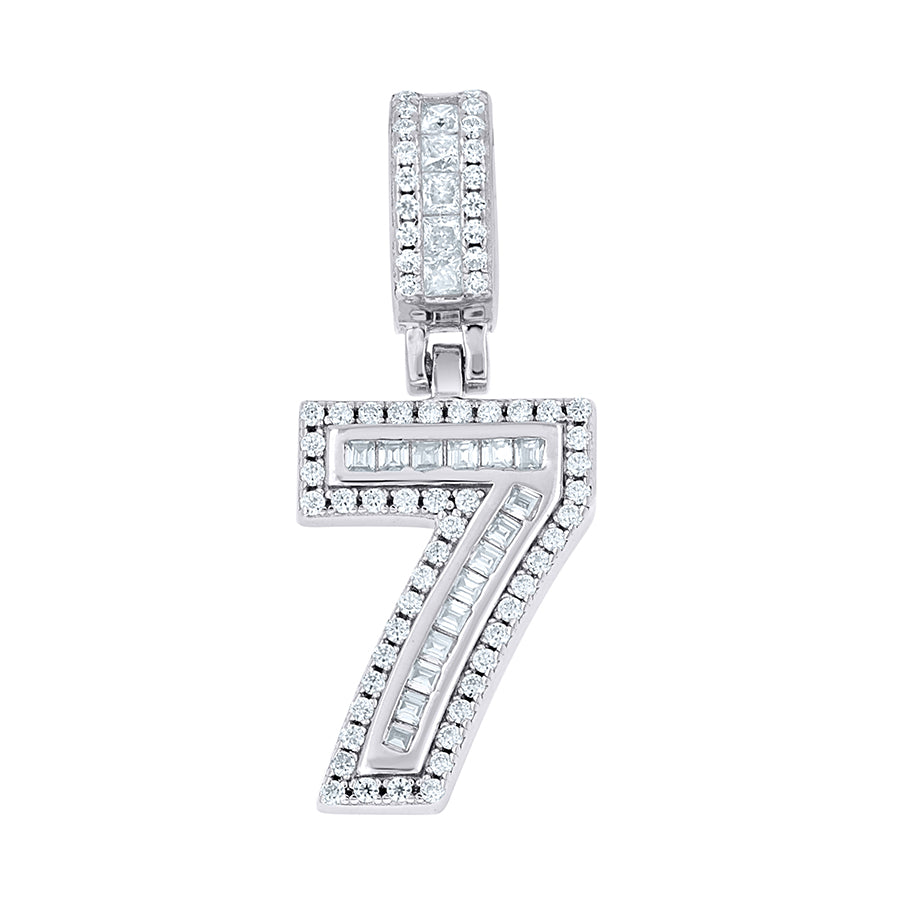 925 Sterling Silver Initial Number Moissanite Pendant