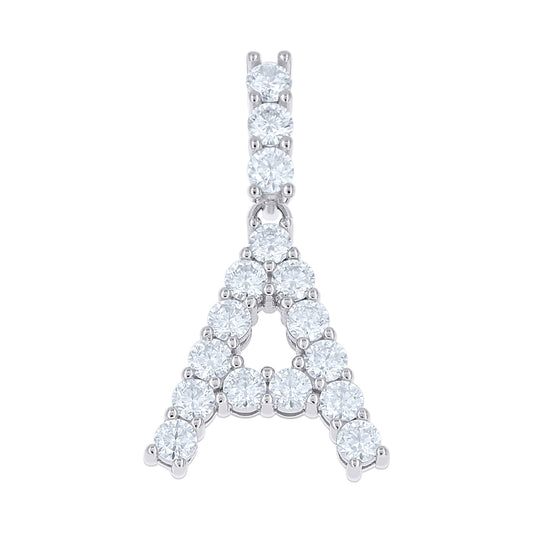 925 Sterling Silver Moissanite Initial Letter A Pendant