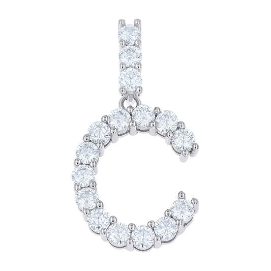 925 Sterling Silver Moissanite Initial Letter C Pendant