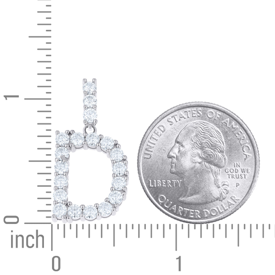 925 Sterling Silver Moissanite Initial Letter D Pendant