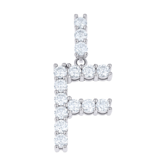 925 Sterling Silver Moissanite Initial Letter F Pendant