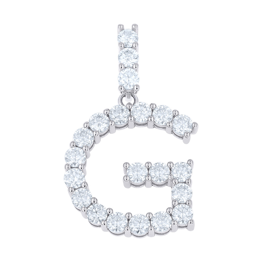 925 Sterling Silver Moissanite Initial Letter G Pendant