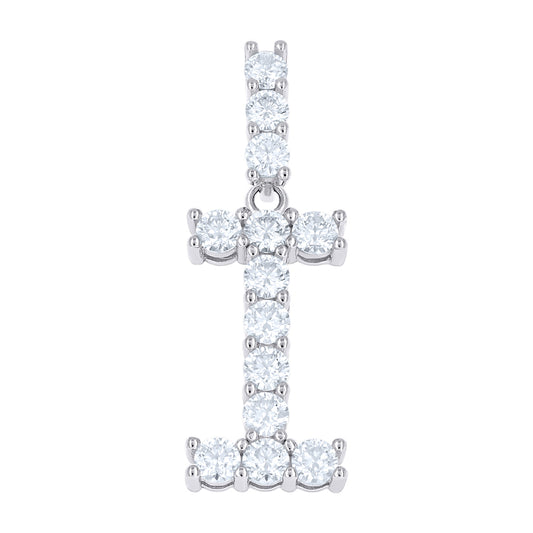 925 Sterling Silver Moissanite Initial Letter I Pendant