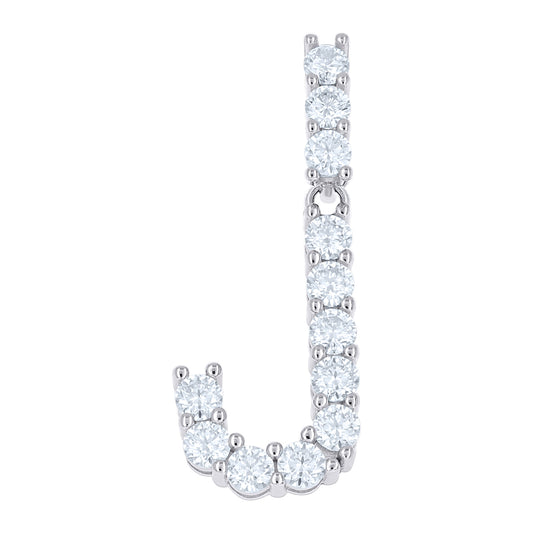 925 Sterling Silver Moissanite Initial Letter J Pendant
