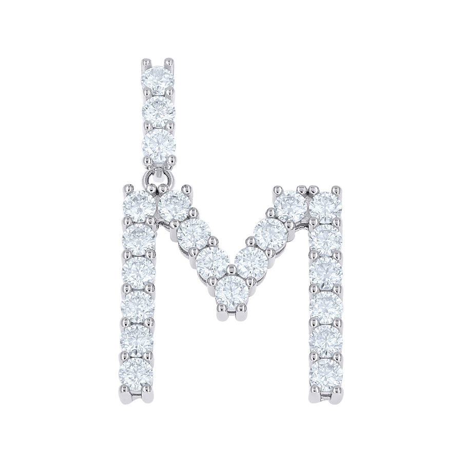 925 Sterling Silver Moissanite Initial Letter M Pendant