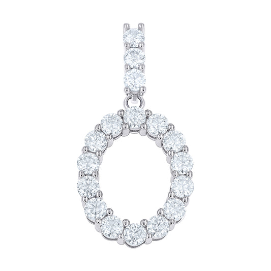 925 Sterling Silver Moissanite Initial Letter O Pendant