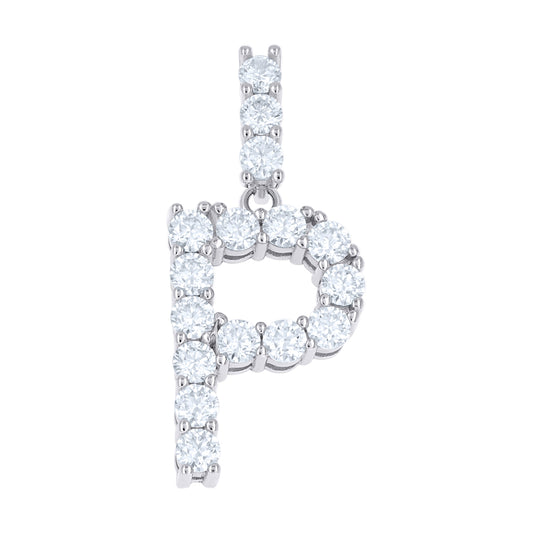 925 Sterling Silver Moissanite Initial Letter P Pendant