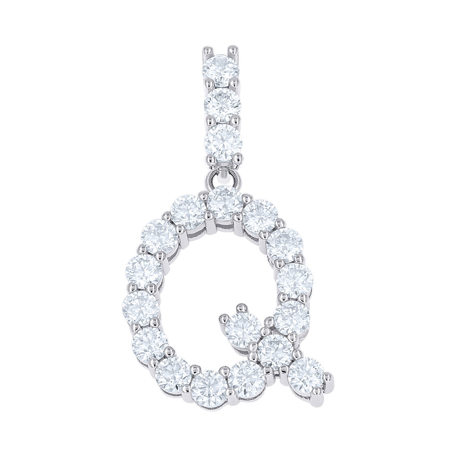 925 Sterling Silver Moissanite Initial Letter Q Pendant