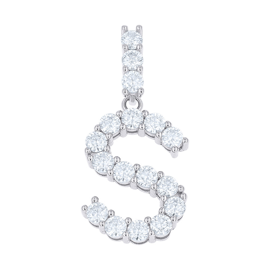925 Sterling Silver Moissanite Initial Letter S Pendant