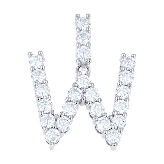 925 Sterling Silver Moissanite Initial Letter W Pendant