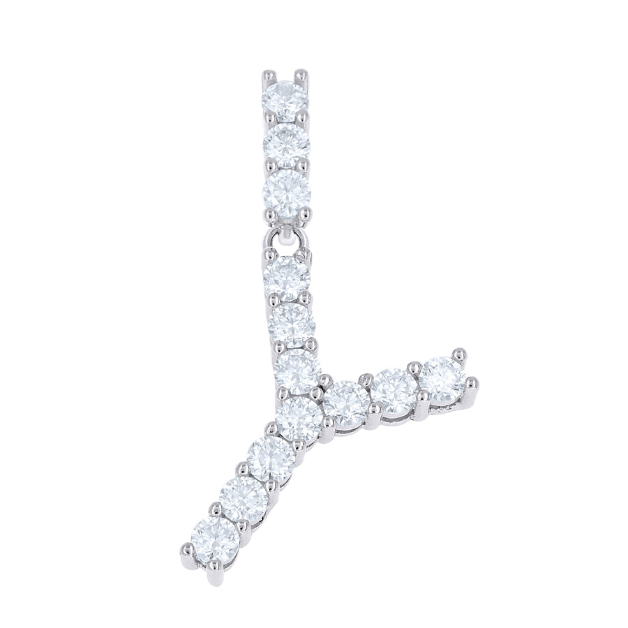 925 Sterling Silver Moissanite Initial Letter Y Pendant