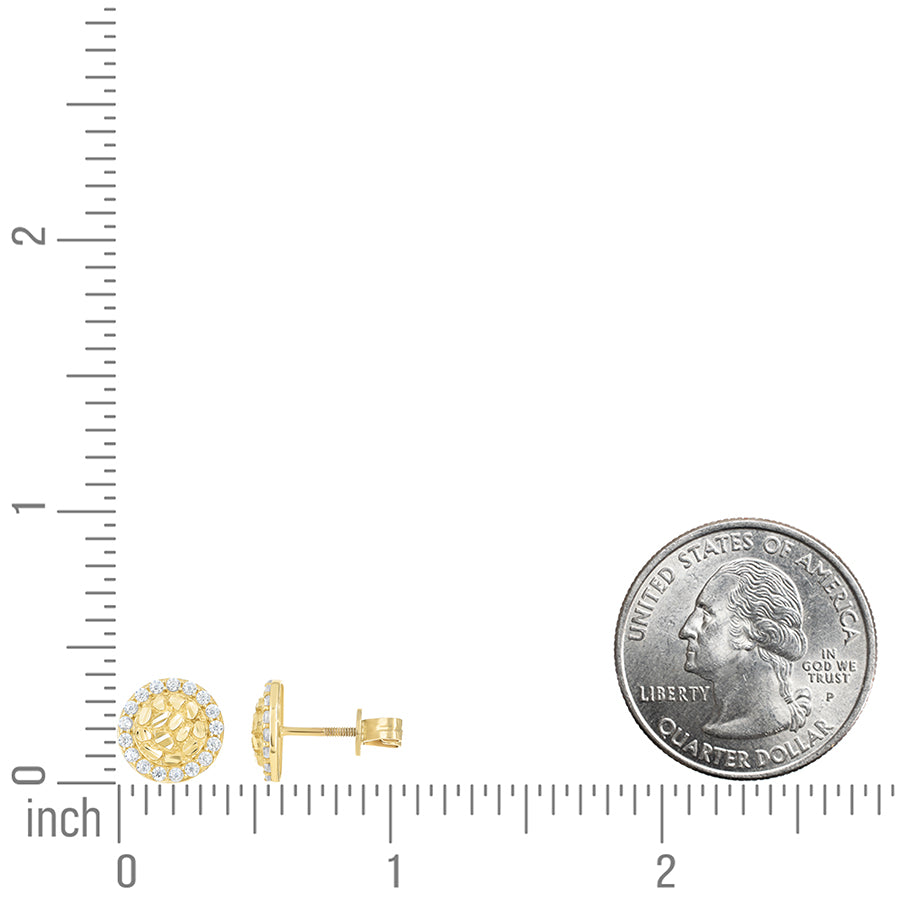 10K Gold Cz Nugget Earrings