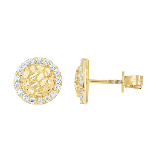 10K Gold Cz Nugget Earrings