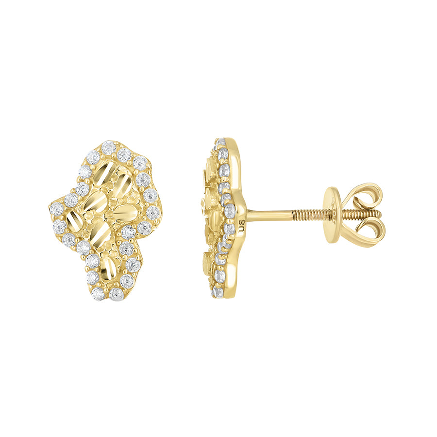 10K Gold Cz Nugget Earrings